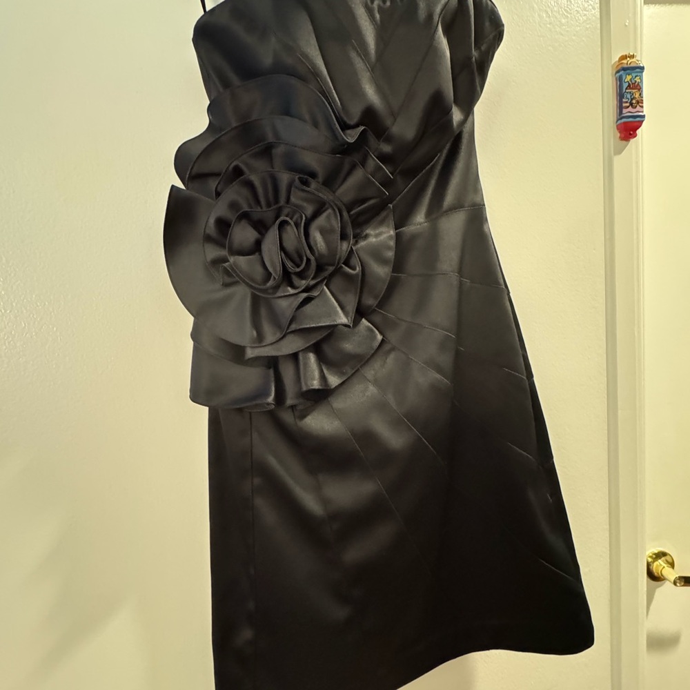 White House Black Market One Shoulder Dress with Black Floral Detail